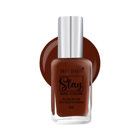 Swiss Beauty Slay Nail Color With Ultra Shine Formulation - 73 Deep Mahogany