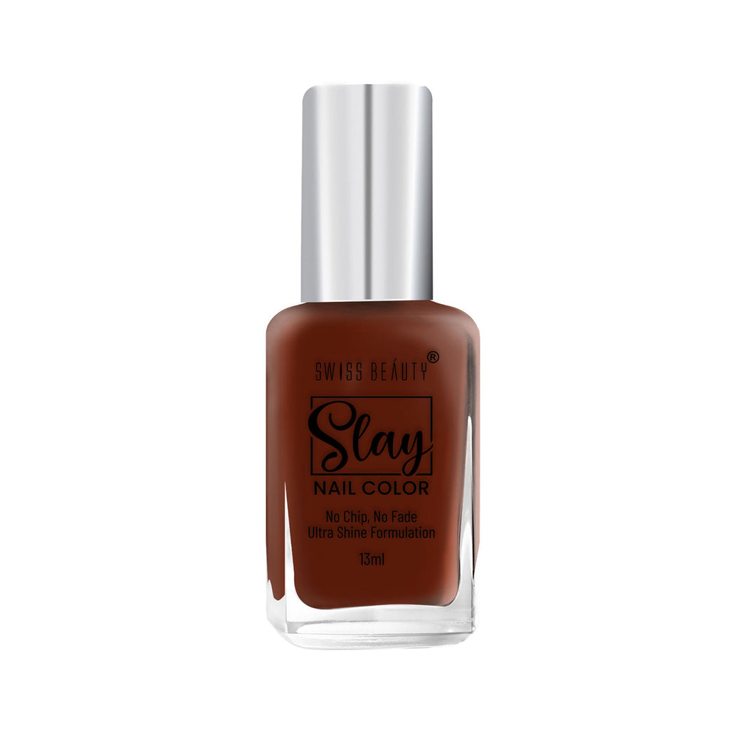 Swiss Beauty Slay Nail Color With Ultra Shine Formulation - 73 Deep Mahogany - Distacart