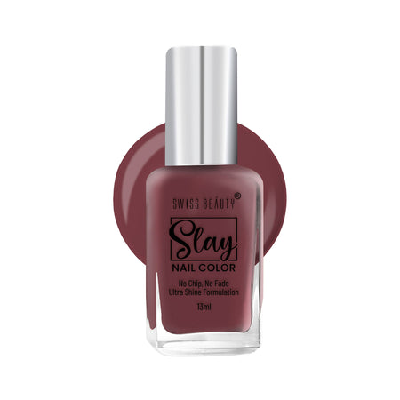 Swiss Beauty Slay Nail Color With Ultra Shine Formulation - 85 Burnt Brown