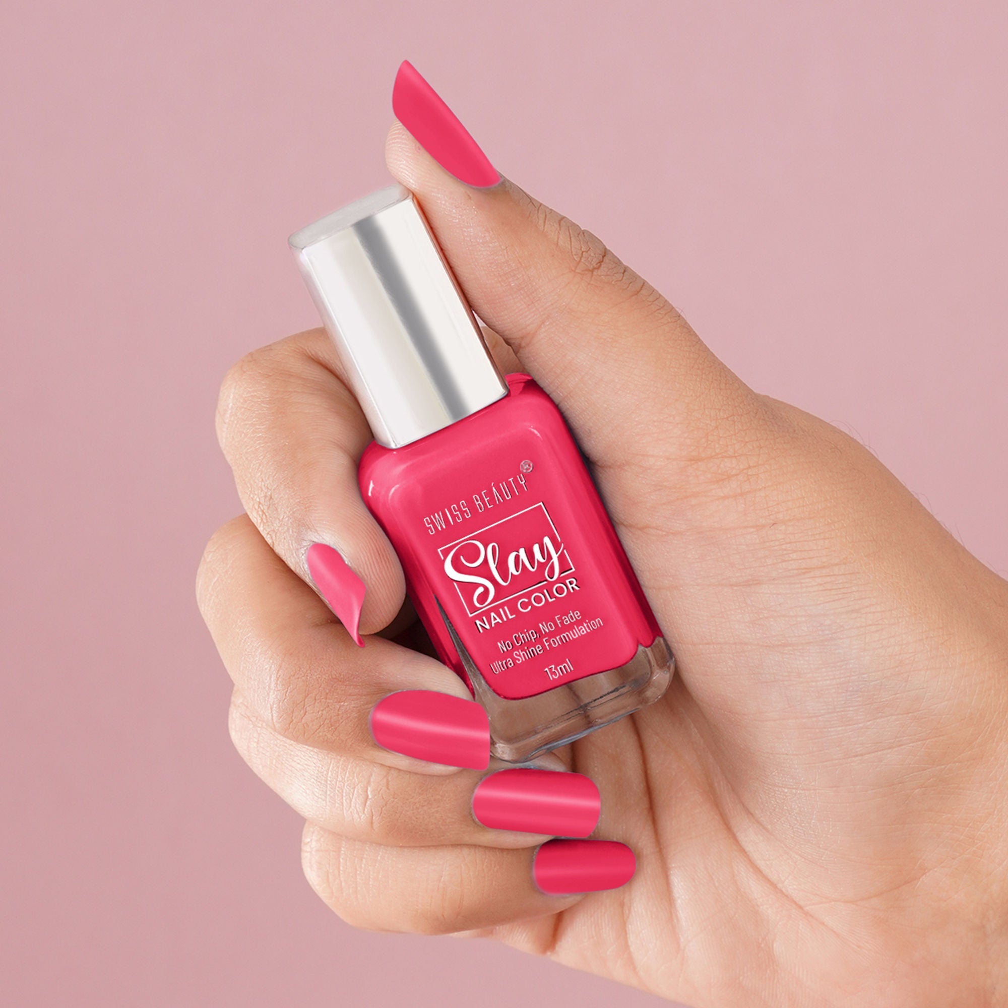 Swiss Beauty Slay Nail Color With Ultra Shine Formulation - 91 Fuchsia Pink - Distacart