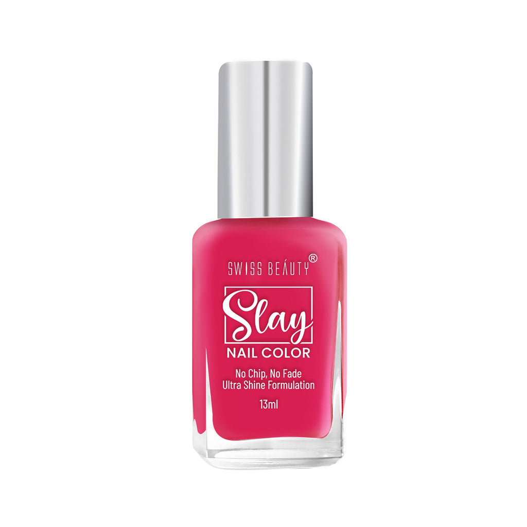Swiss Beauty Slay Nail Color With Ultra Shine Formulation - 91 Fuchsia Pink - Distacart