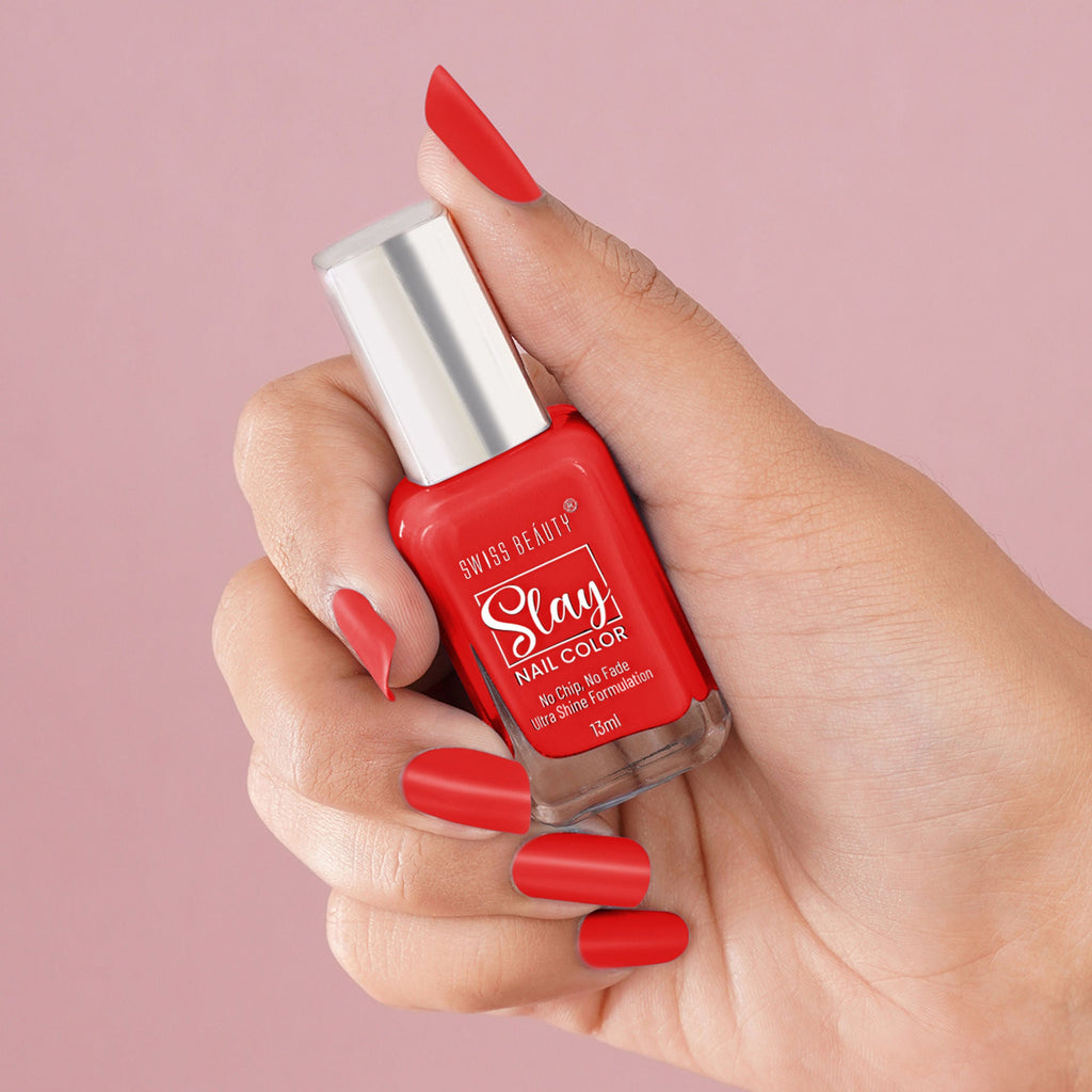 Swiss Beauty Slay Nail Color With Ultra Shine Formulation - 93 Really Red - Distacart
