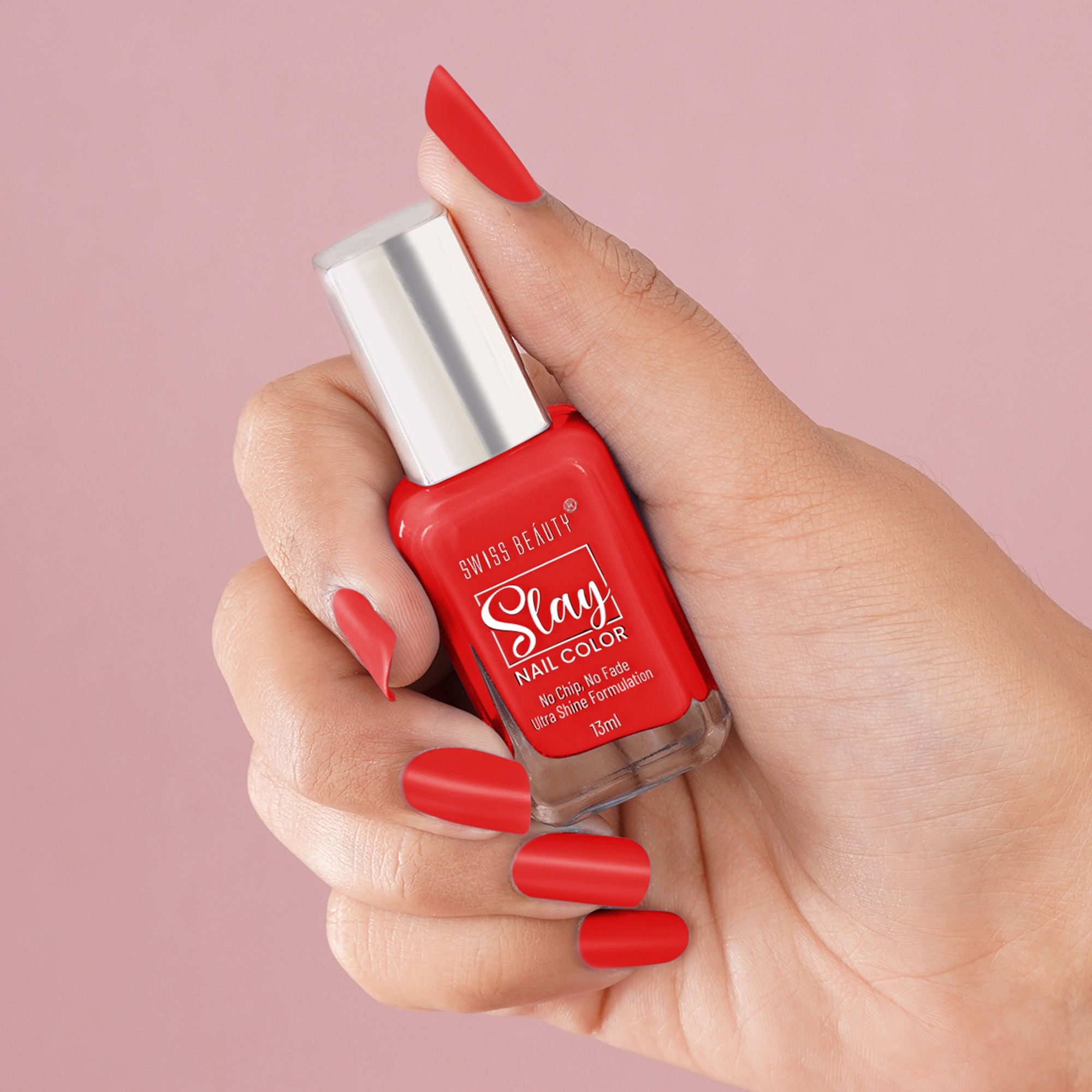 Swiss Beauty Slay Nail Color With Ultra Shine Formulation - 93 Really Red - Distacart