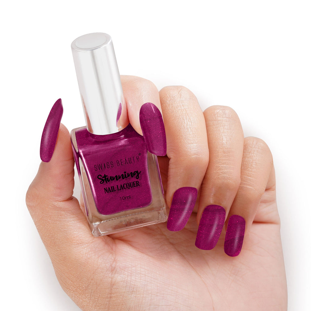Swiss Beauty Stunning Nail Lacquer - 106 Glitter Plum - Distacart