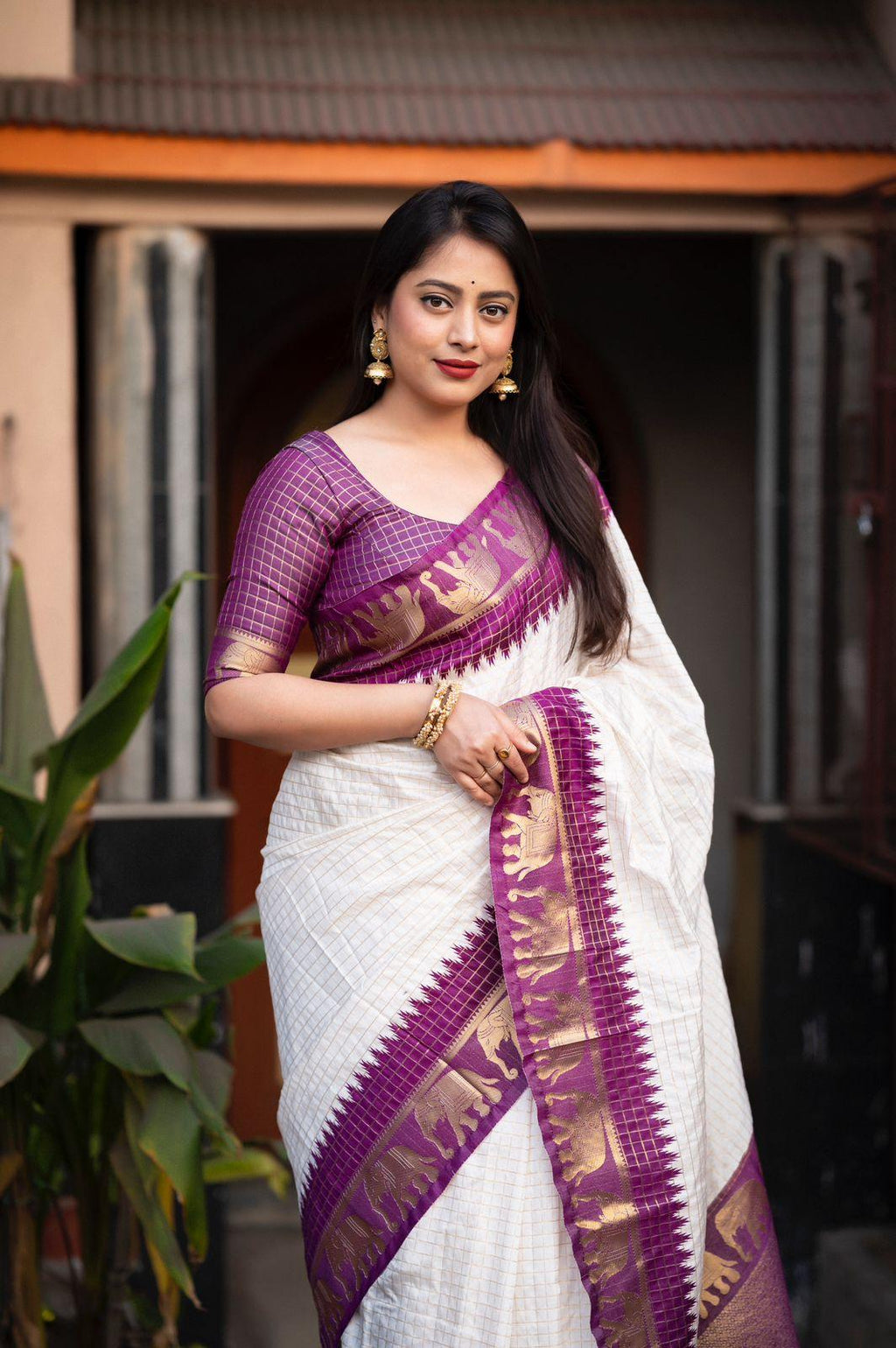 Lavender Silk Zari Woven Saree with Unstitched Blouse - Hiral Fashion