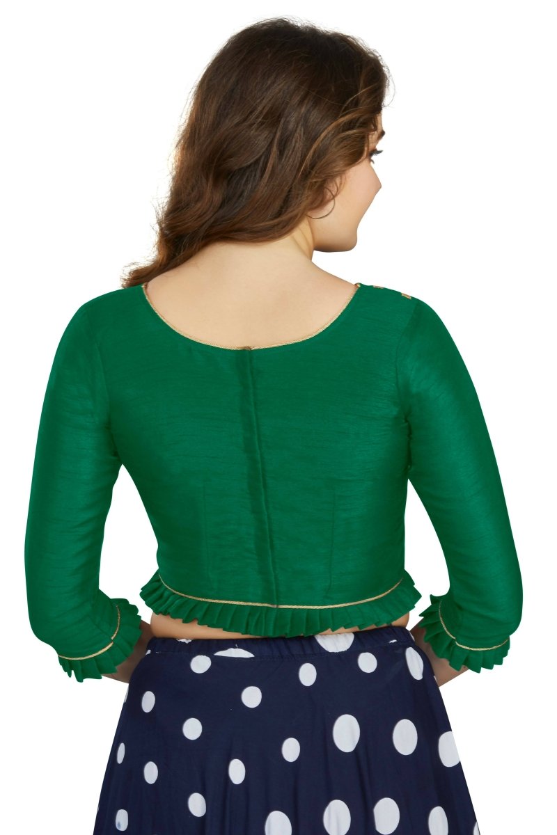 Aastha Fashion Women's Bottle Green Art Silk Designer Party Wear Readymade Blouse