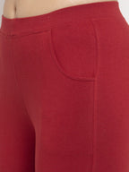 TAG 7 Women Maroon Solid Ankle-Length Leggings