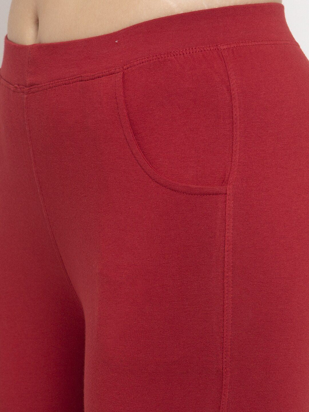 TAG 7 Women Maroon Solid Ankle-Length Leggings