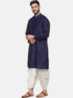 Sethukrishna Men Navy Blue Angrakha Kurta with Dhoti Pants - Distacart