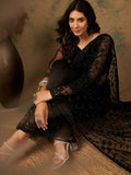 Sangria Floral Embroidered Net Saree - Distacart