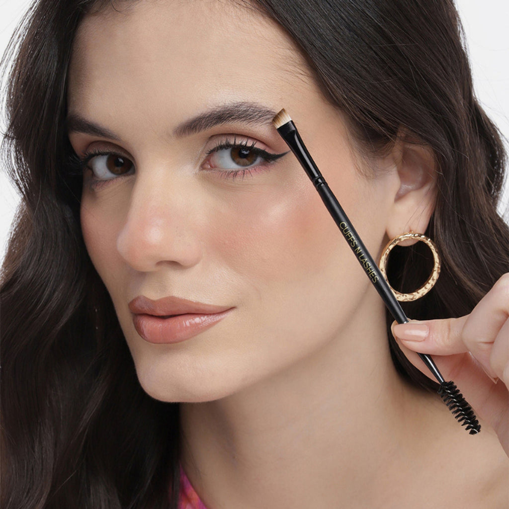 CUFFS N LASHES Fine Angled Brow Brush & Spoolie - E002 - Distacart