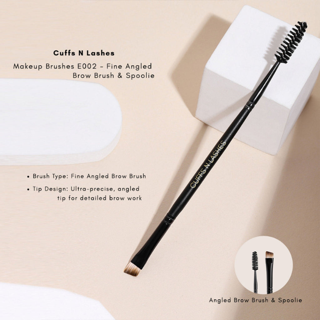 CUFFS N LASHES Fine Angled Brow Brush & Spoolie - E002 - Distacart