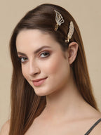 Panash Women Set of 2 Gold-Toned Cubic Zirconia-Studded Alligator Hair Clips - Distacart
