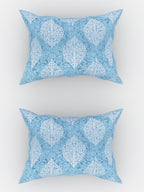 Urban Magic Blue Ethnic Motifs Printed Cotton 104 TC Queen Bedsheet With 2 Pillow Covers