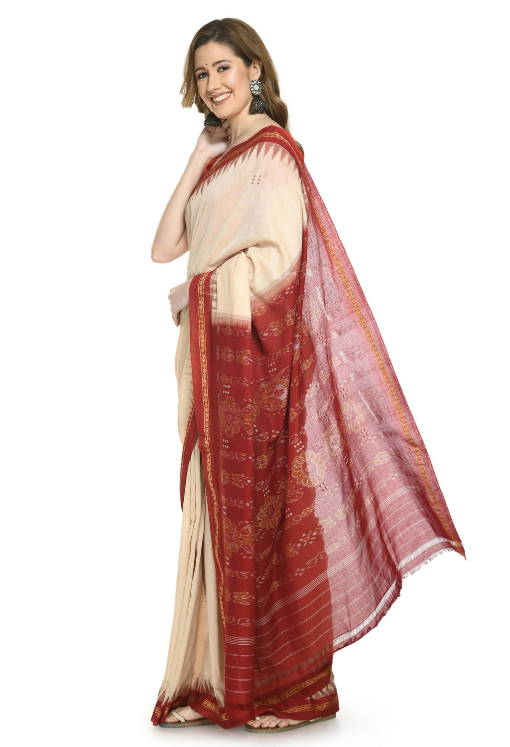 Vamika Sambalpuri Ikat Cotton Special Buti Tasrite & Maroon Saree