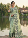 Shree Shyam Fashion Light Green Linen Cotton Saree - Distacart