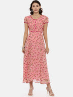 Souchii Women Pink Printed Fit And Flare Beautiful Dress - Distacart