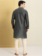 House of Pataudi Men Embroidered Mirror Work Jashn Kurta