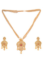 Saraf RS Jewellery Gold-Plated White & Magenta American Diamond Studded Jewellery Set - Distacart