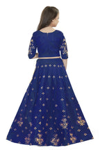 Dwiden Royal Blue Rohini Tafetta Sattin Semi-Stitched Girl's Lehenga Choli