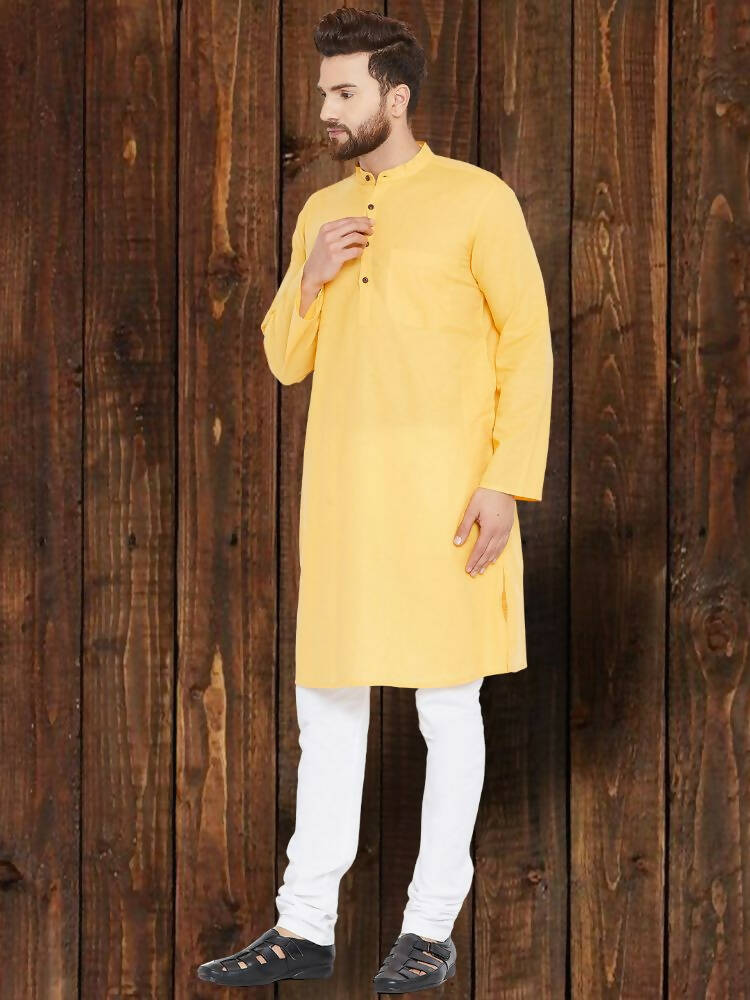 Even Apparels Pure Cotton Yellow Kurta - Yellow