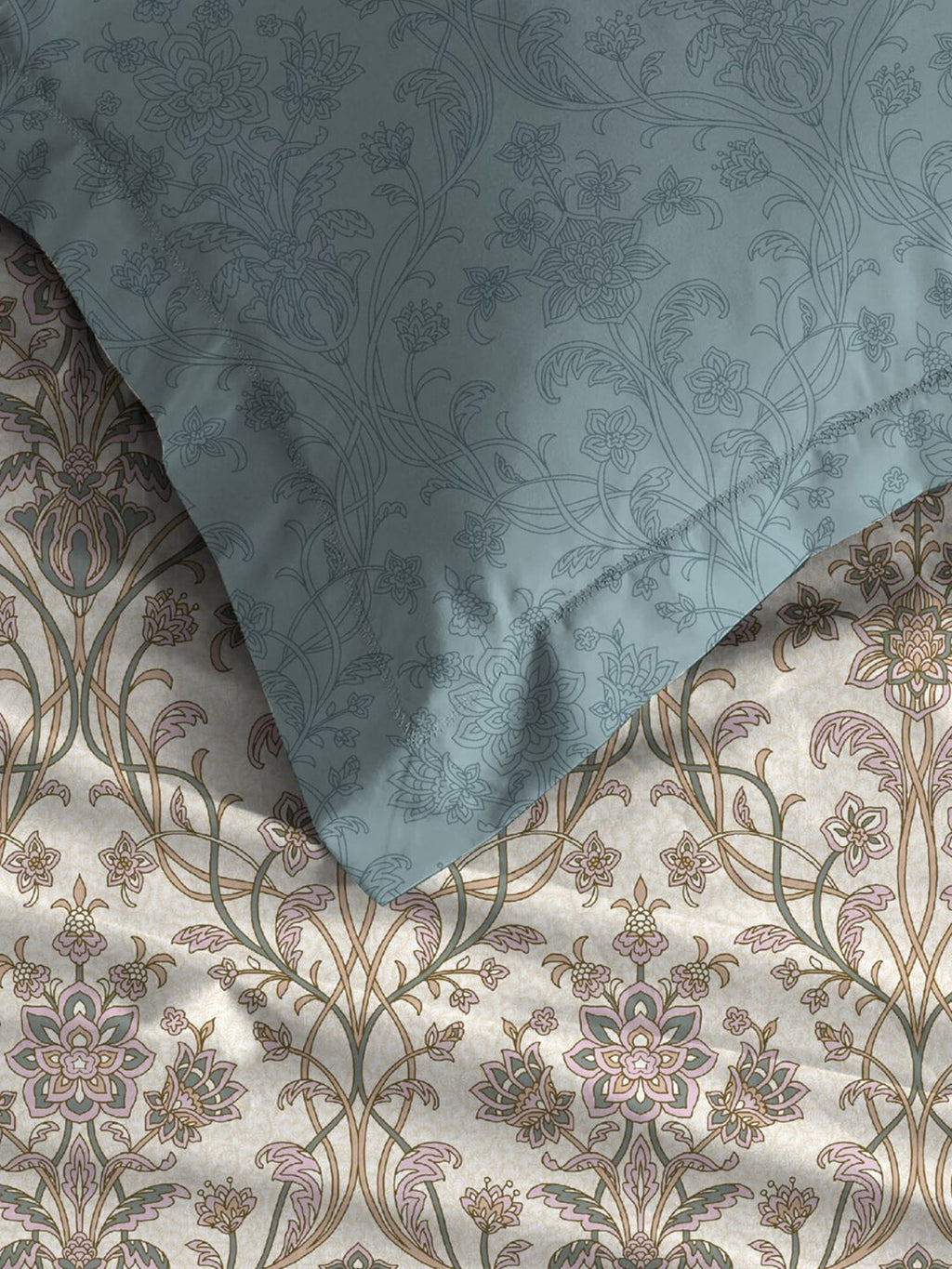 MYTRIDENT Dusk and Dawn Beige Ethnic Motifs Cotton 144 TC Single Bedsheet 1 Pillow Cover