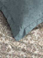 MYTRIDENT Dusk and Dawn Beige Ethnic Motifs Cotton 144 TC Single Bedsheet 1 Pillow Cover