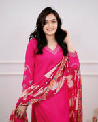 The52 Pink Women's Beautiful Viscose Silk Fabric Embroidered Work Straight Kurta Pant and Dupatta Set - Distacart