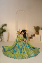 Kesar Fab Green Banarasi Silk Embroidered Lehenga