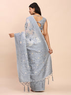 Shree Shyam Fashion Linen Cotton Grey Saree - Distacart
