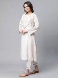 Ahalyaa Women Off White Colour Pure Cotton Printed Kurta Pant Set - Distacart