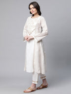 Ahalyaa Women Off White Colour Pure Cotton Printed Kurta Pant Set - Distacart