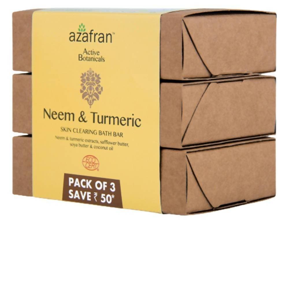 Azafran Active Botanicals Neem & Turmeric Skin Clearing Bath Bar