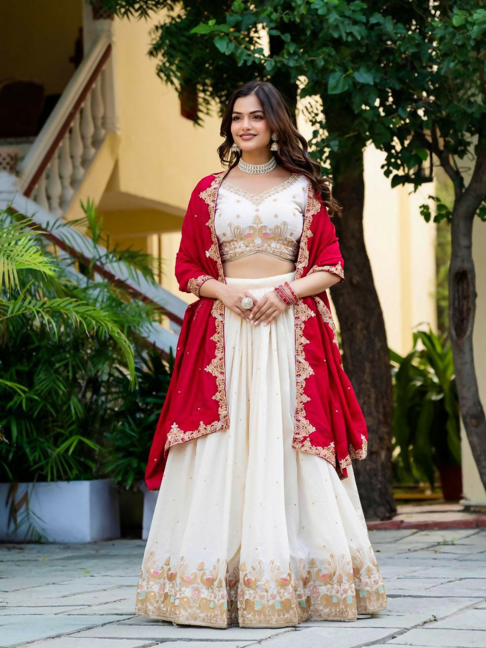 Lehenga Mart Designer Indian Wedding Lehenga Choli-White - Distacart