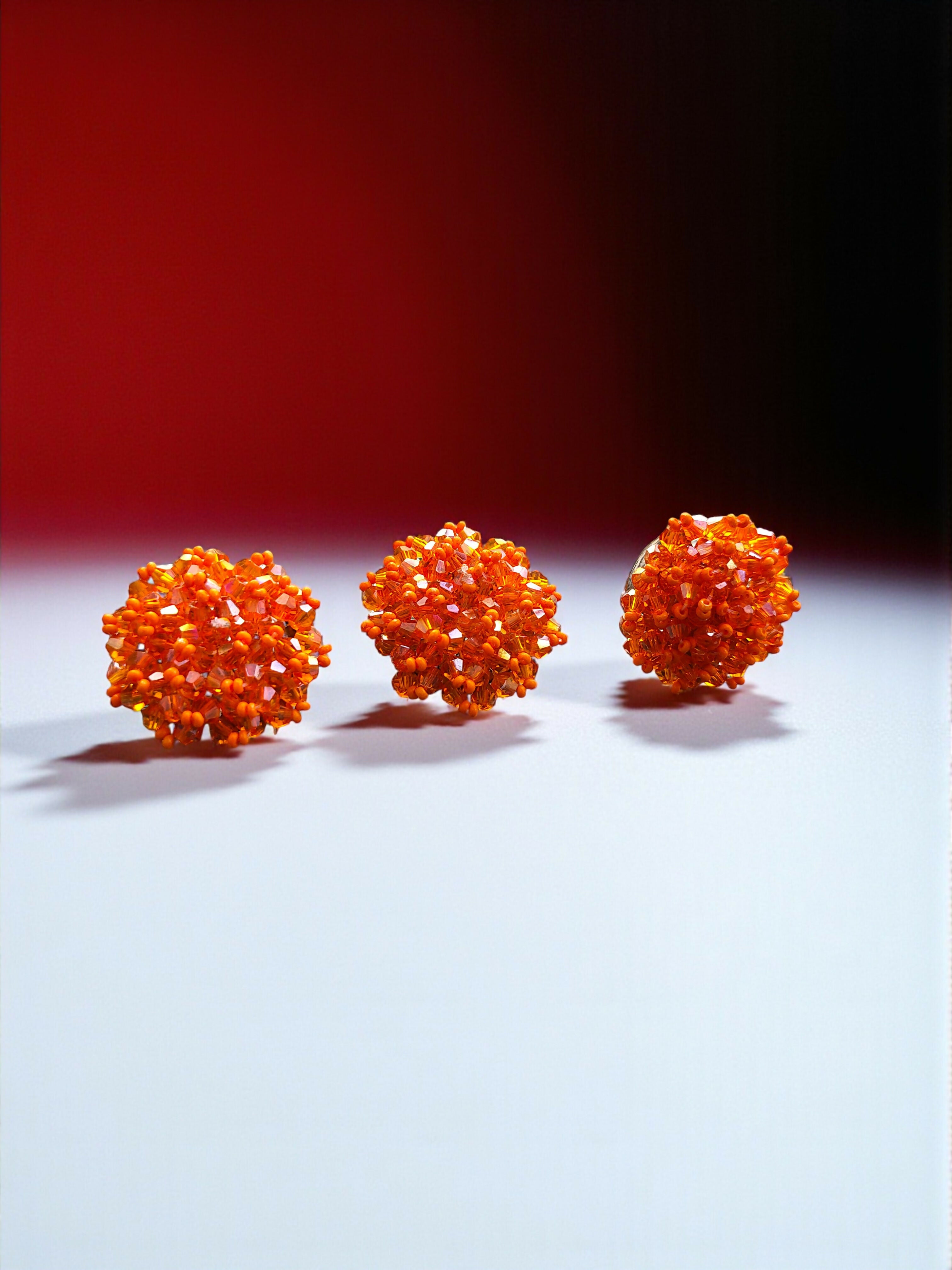 Inhanns Rangmani Crystal Duo – Adjustable Ring + Statement Earrings Set - Orange - Distacart
