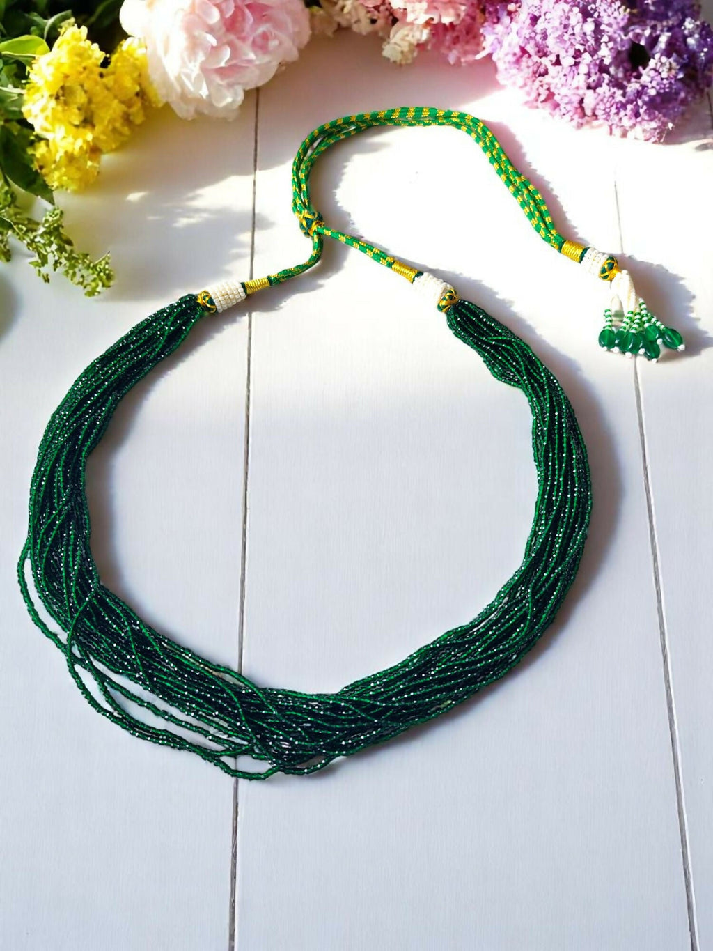 Inhanns Crystal Beads Luxe Edition – Multi-Layered Necklace - Dark Green