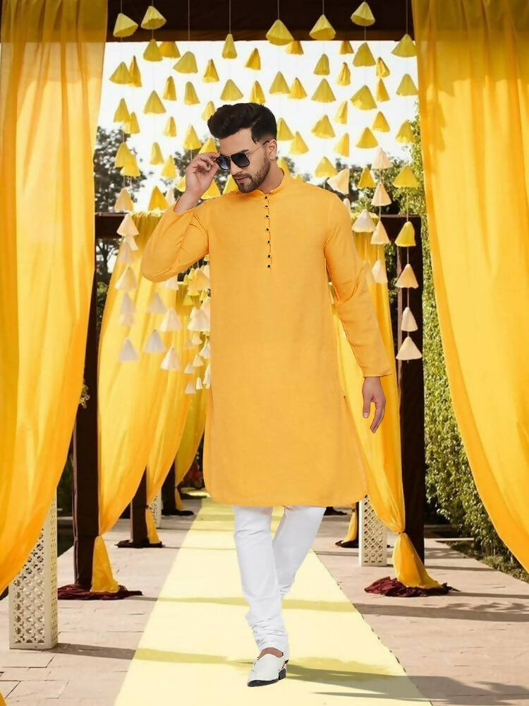 Even Apparels Pure Cotton Yellow Kurta - Yellow
