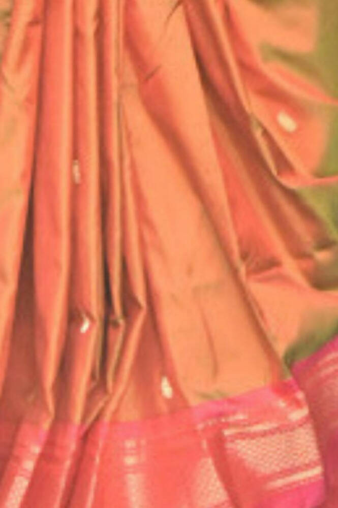 Very Much Indian Handloom Yeola Pure Silk Paithani - Dual Tone Green Pink - Distacart
