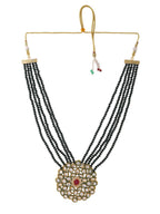 NVR Women Gold-Polished Kundan Studded Jewellery Set