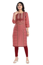Snehal Creations Tomato Designer Print Cotton Slub Long Kurti Tunic - Distacart