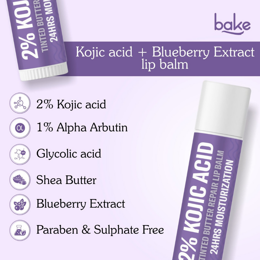 Bake 2% Kojic Acid Tinted Butter Brightening Lip Balm - Distacart