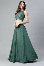 Pista Georgette Sequins Embroidery Work Lehenga Choli with Dupatta - Jivika