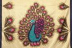 Vamika Golden Cream Printed Art Silk Saree