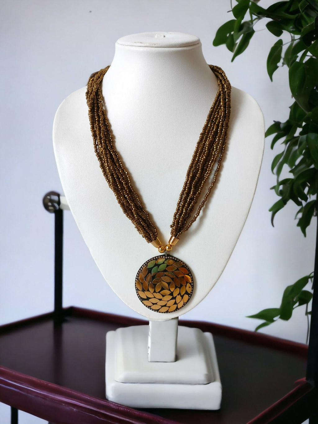 Inhanns Everyday Statement Beaded Pendant Necklace - Golden