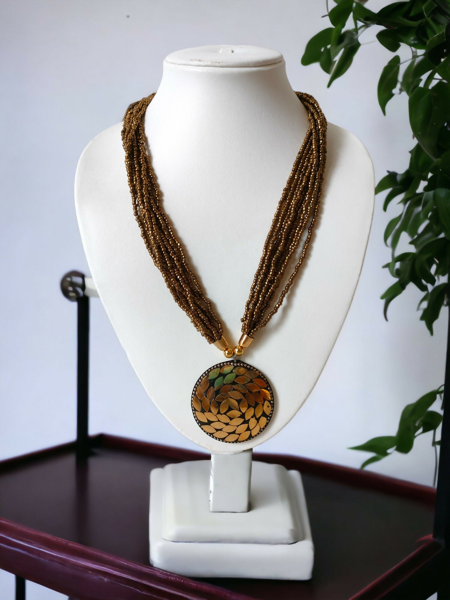 Inhanns Everyday Statement Beaded Pendant Necklace - Golden