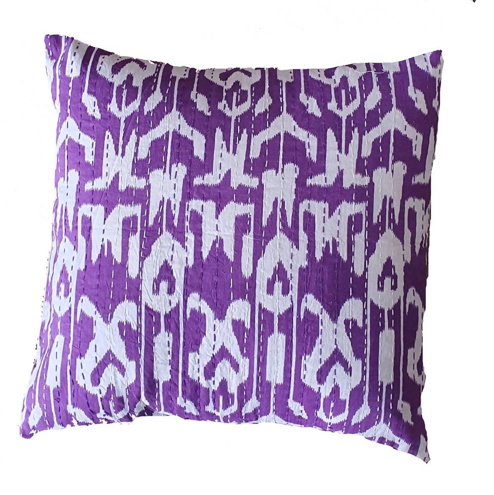 The Decor Nook Purple Base With White Print Cushion Cover