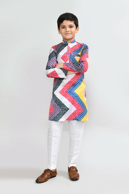 Joban Fashion Satin Silk Multicolor Kurta With Straight Fit Pant