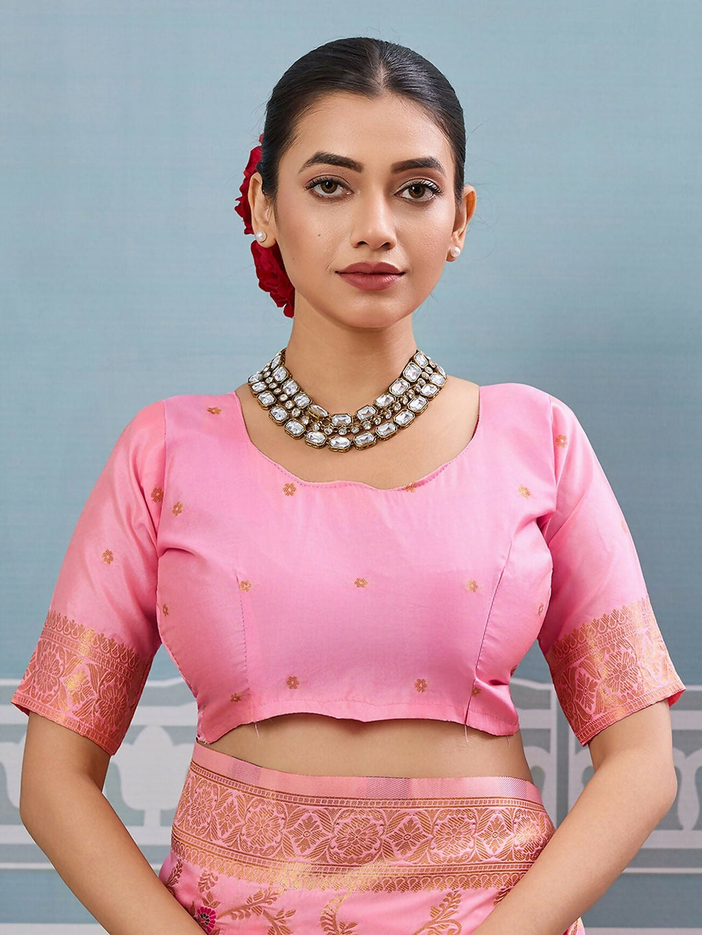 Shree Shyam Fashion Light Pink Silk Saree - Distacart