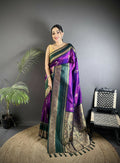 Joban Fashion Purple Banarasi Soft Silk Woven Saree - Distacart