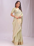 Shree Shyam Fashion Organza Light Green Saree - Distacart
